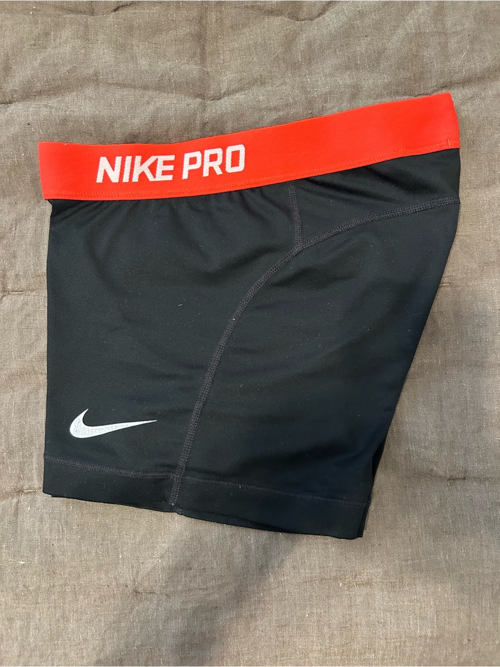 Nike Kids Black Leggings with Red Waistband